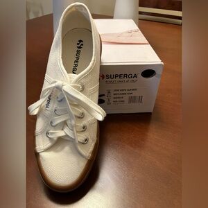 Superga Women's Cream Canvas Sneakers with Gum Sole